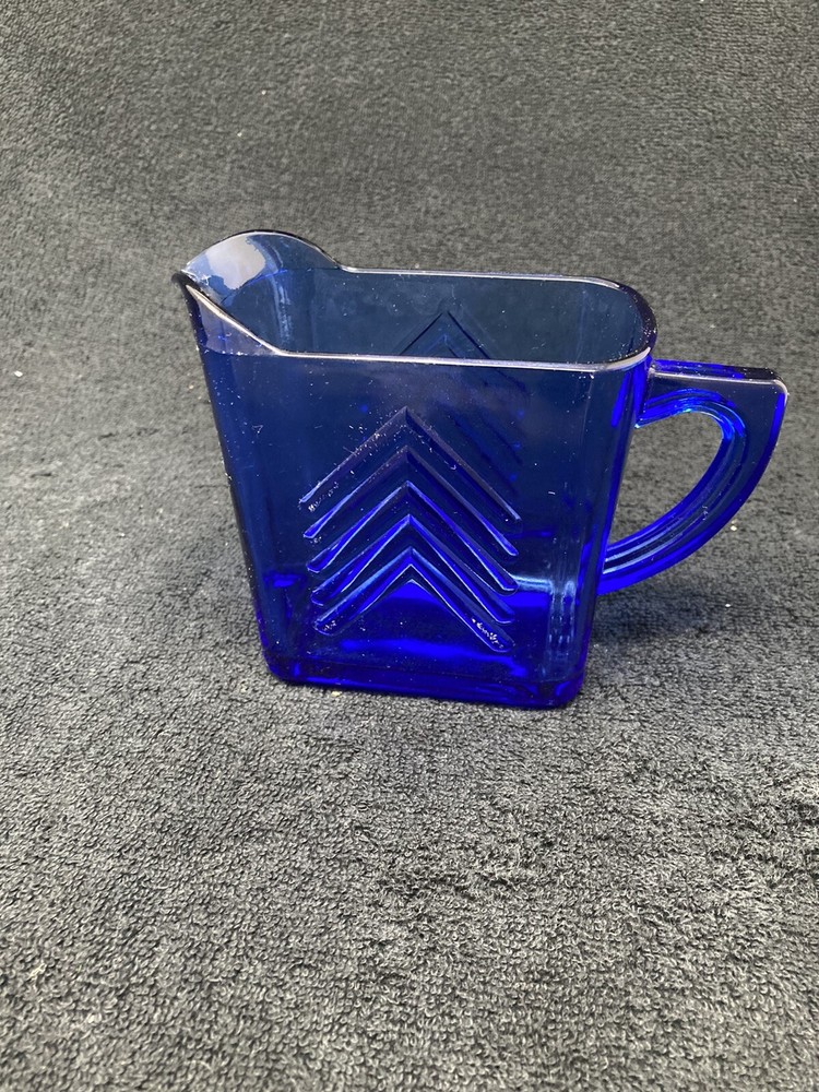 blue chevron glass pitcher