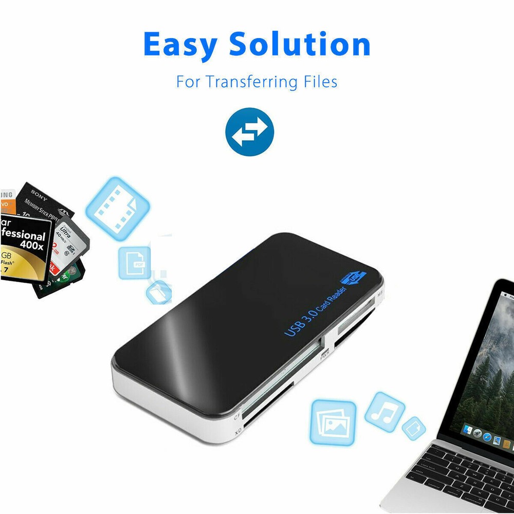 USB 3.0 Memory Card Reader Adapter 5Gbps Hub for CF/TF/SD/Micro SD/XD/M2/MS Card