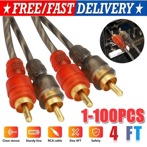 RCA Audio Cable Twisted Pair with Noise Reduction Interconnect Amp Wire Lot