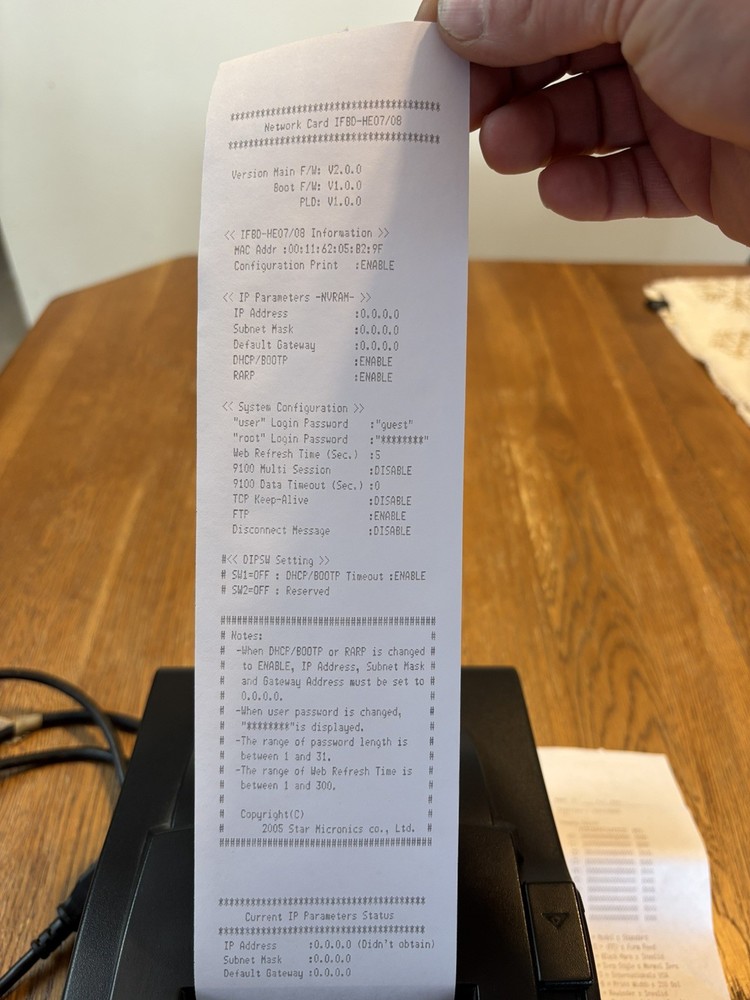STAR SP700 SP742ME Dot Matrix POS Receipt Printer Ethernet Square & Clover