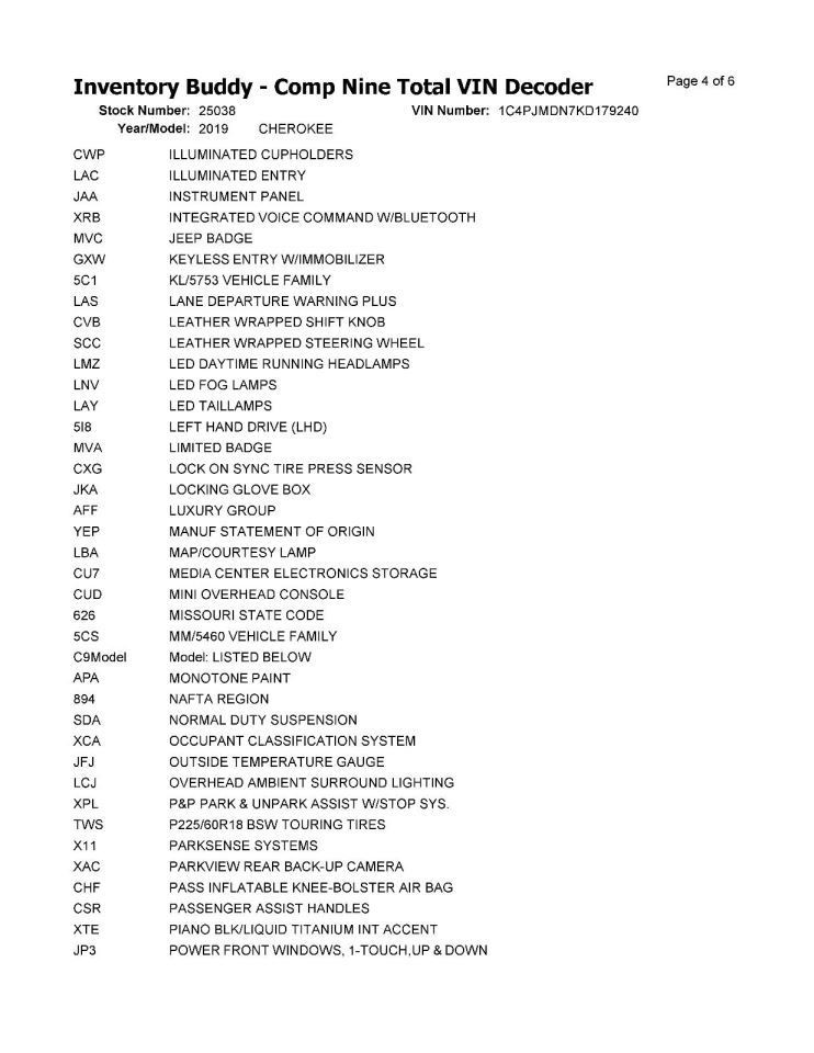 CHEROKEE 2019 Jack 1542749