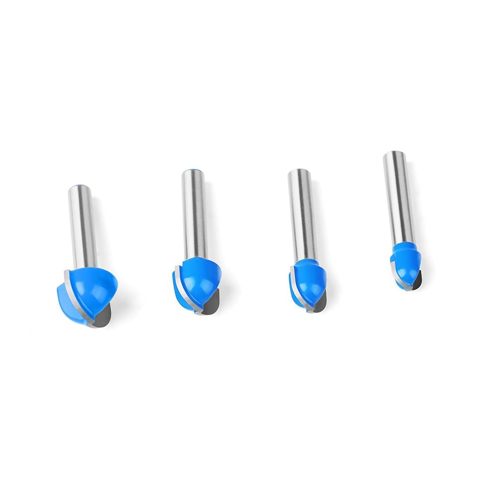 4Pcs/Set 1/4 inch Shank Solid Carbide Round Nose Router Bit Replacement