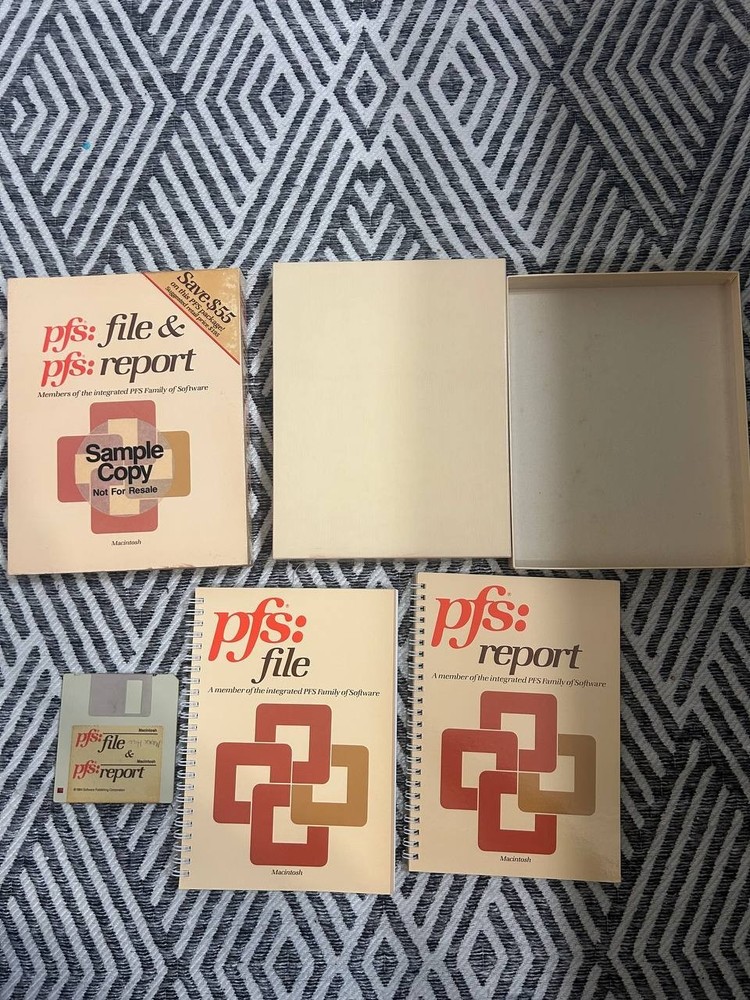 PFS File & Report Macintosh 3.5” Software w/ Box Manuals Sample Copy