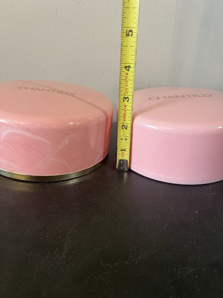 Vintage CHANTILLY Pink Marbled & Solid Dusting Powder EMPTY Containers W Lids