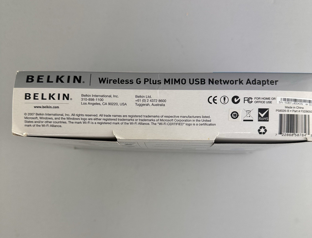 Belkin Wireless G Plus MIMO USB Network Adapter & WiFi Range Extender