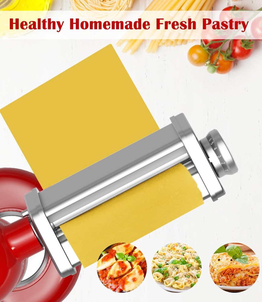 Pasta Roller Attachment for KitchenAid Stand Mixer, Stainless M,