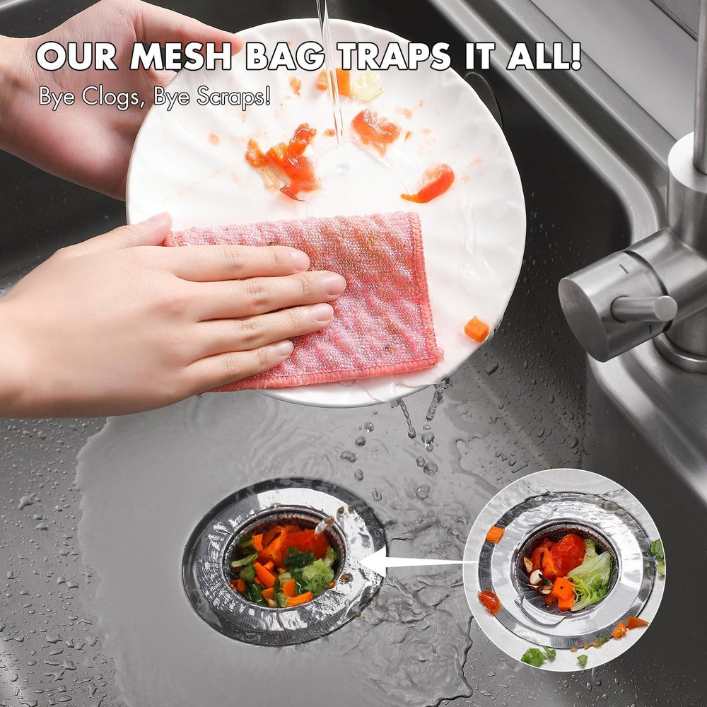 200 Pack Kitchen Sink Strainer Mesh Bag, Anti-Clogging Disposable Covers