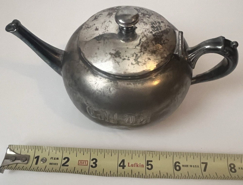 Vintage Hartford Silver Co. Quadruple Silver Plated Teapot 1613 Cold Tea Etching
