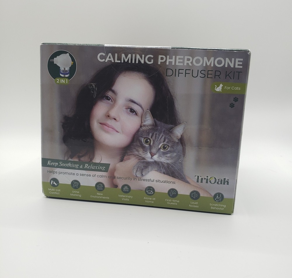 TriOak Cat Calming Diffuser Kit 2 in 1 Anxiety Relief, Pheromone Diffuser.