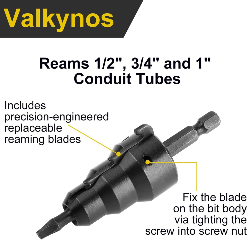 Conduit Reamer, Pipe Reamer Tool with Improved Bit Retention, Reaming Screwdr...