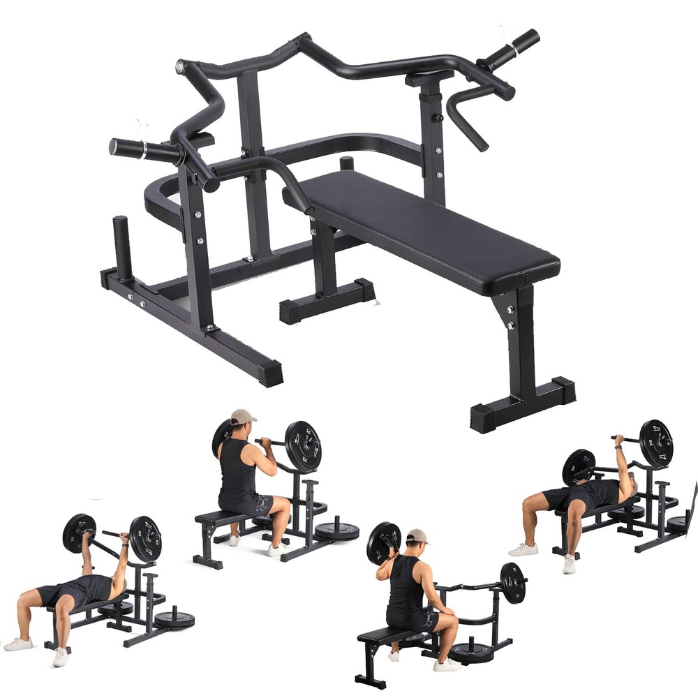 Chest Press Machine with Adjustable Flat Bench & Smooth Bearings Workout Machine