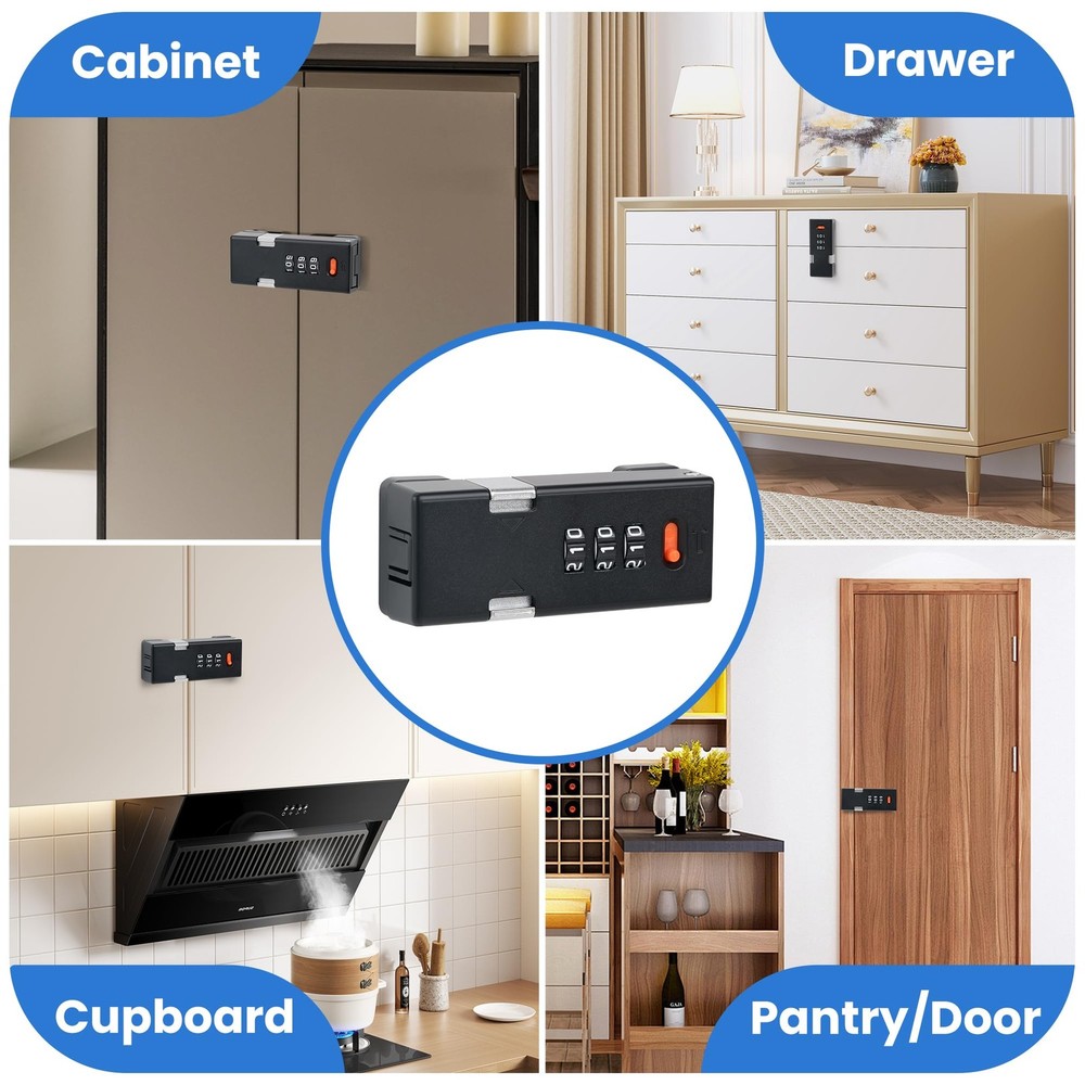 Premium Keyless Cabinet Lock with Combination Code - 3-Digit Password Hasp La...