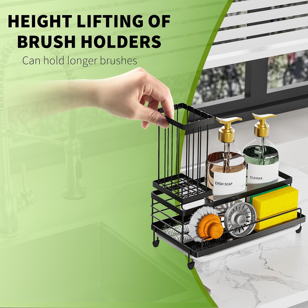 Large Capacity Kitchen Sink Caddy Organizer, Rustproof Non-Slip Sponge Holder...