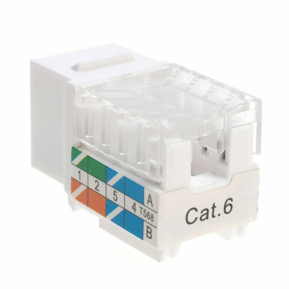100 pcs Cat6 Punchdown Keystone Jack White 45 Degree Angle Ethernet Network PACK