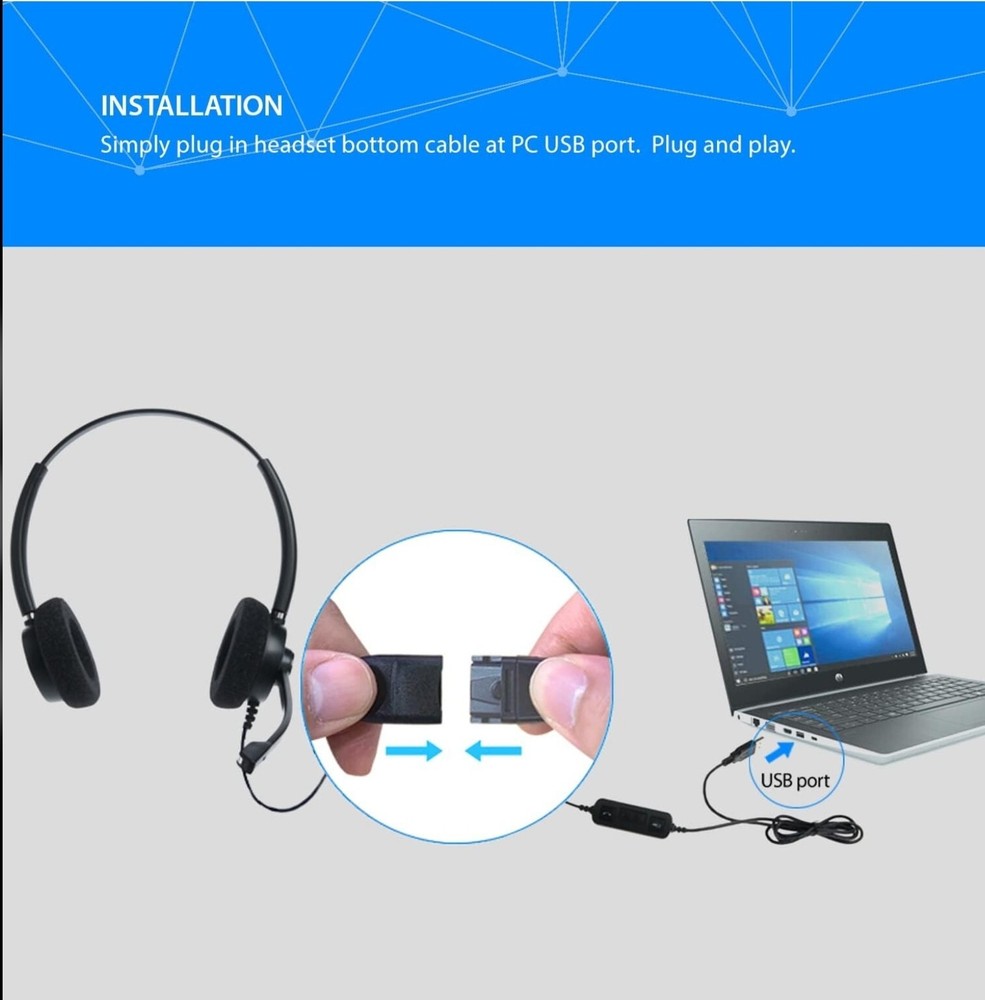 IPD IPH-165 USB Headset Noise Cancelling Microphone Skype Microsoft Teams Cisco