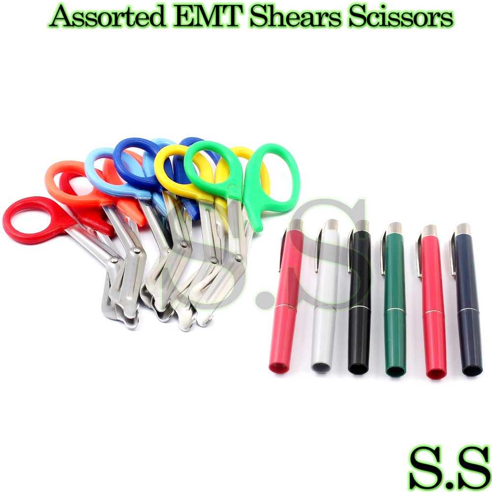 Assorted Rainbow 6 Pcs Pink EMT First Responder 7.5" Shears + Assorted Rainbow