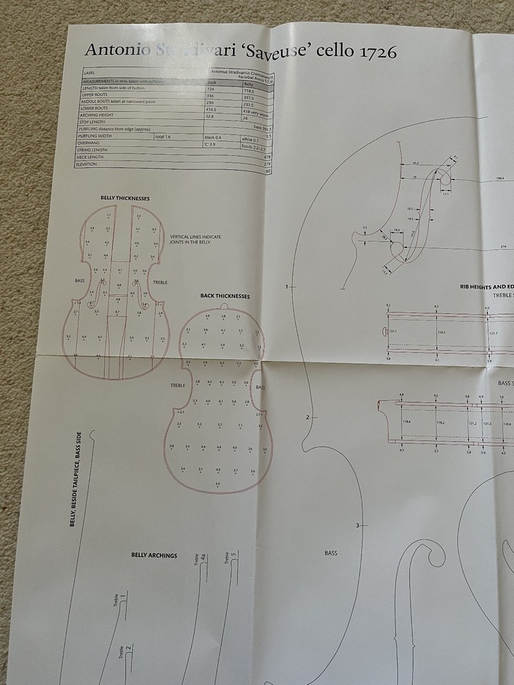 Strad Poster - Antonio Stradivari 'Saveuse' Cello 1726 (folded) - Cello making