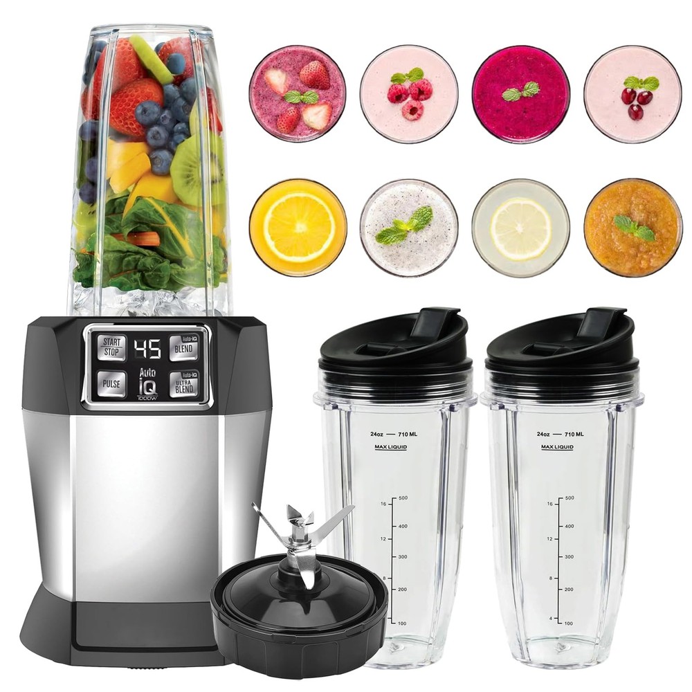 Ninja Blender Replacement Cups and 7-Fin Blade Compatible with Multiple Models