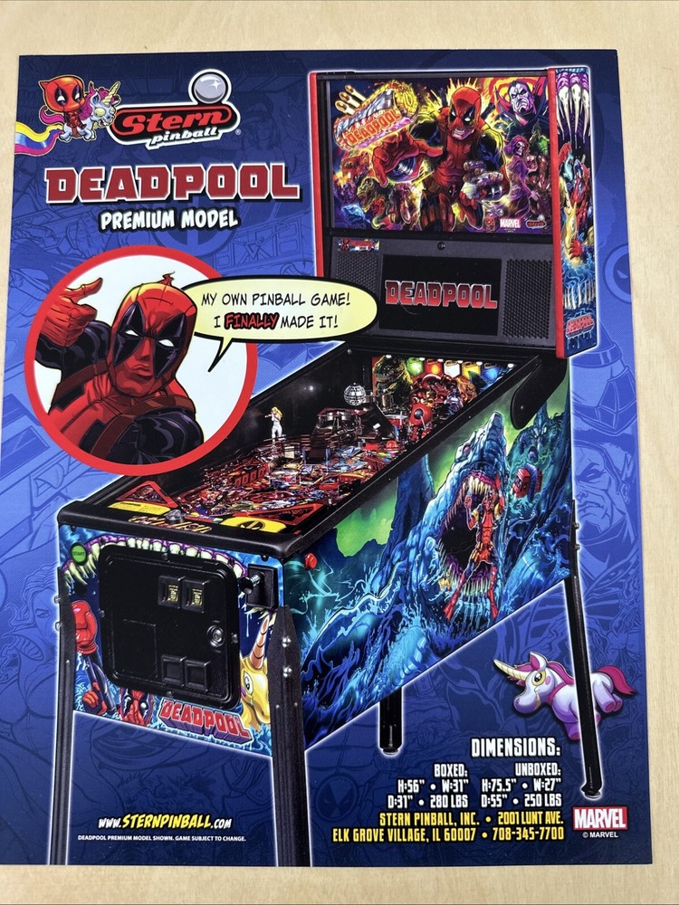 Stern Deadpool Premium Pinball Flyer