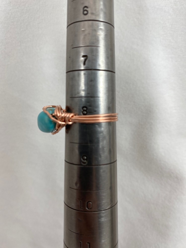 Handmade ~ Copper Wire Wrap ~ Turquoise Ring Size 8 #52