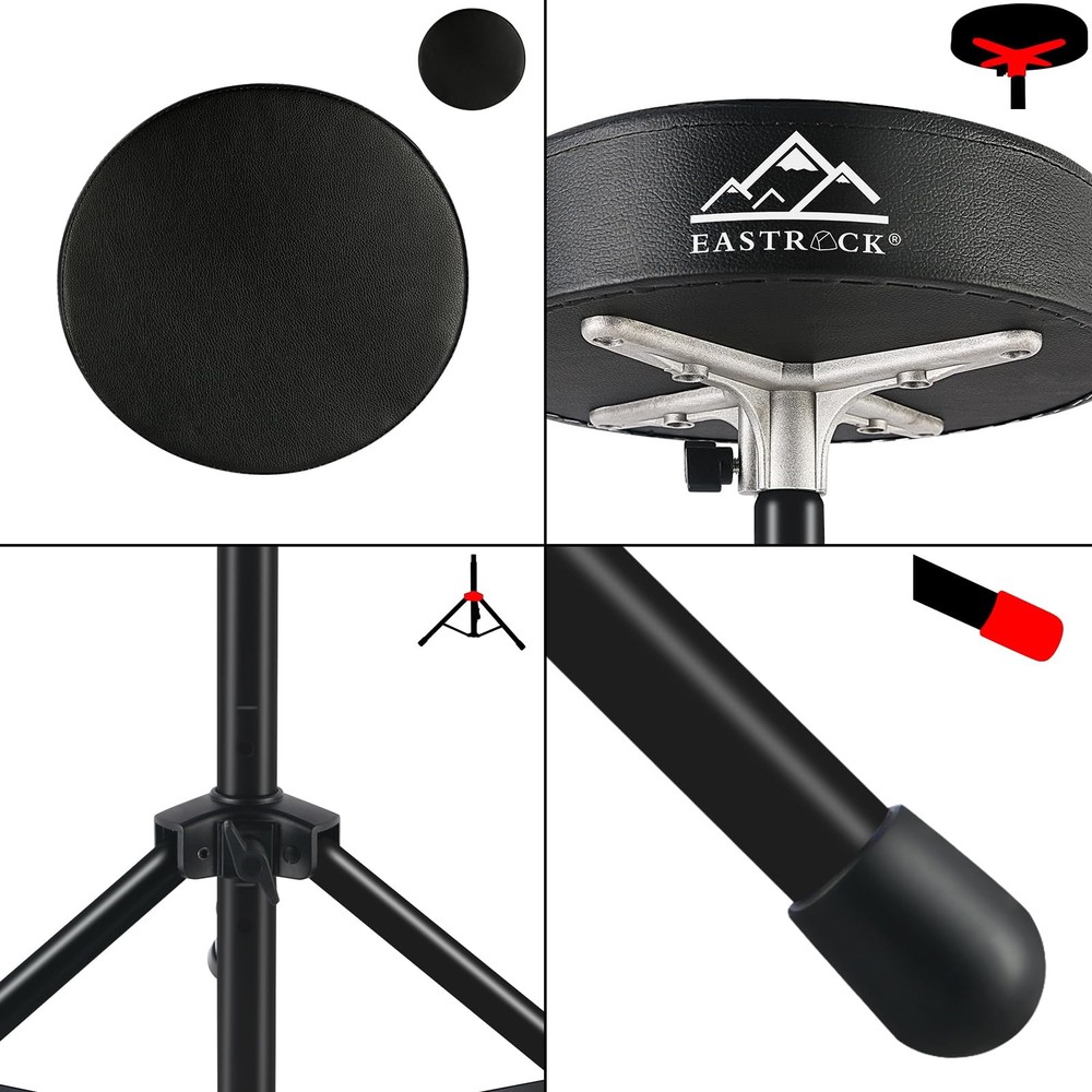 Drum Throne Adjustable Padded Drum Stool Folding Seat Black