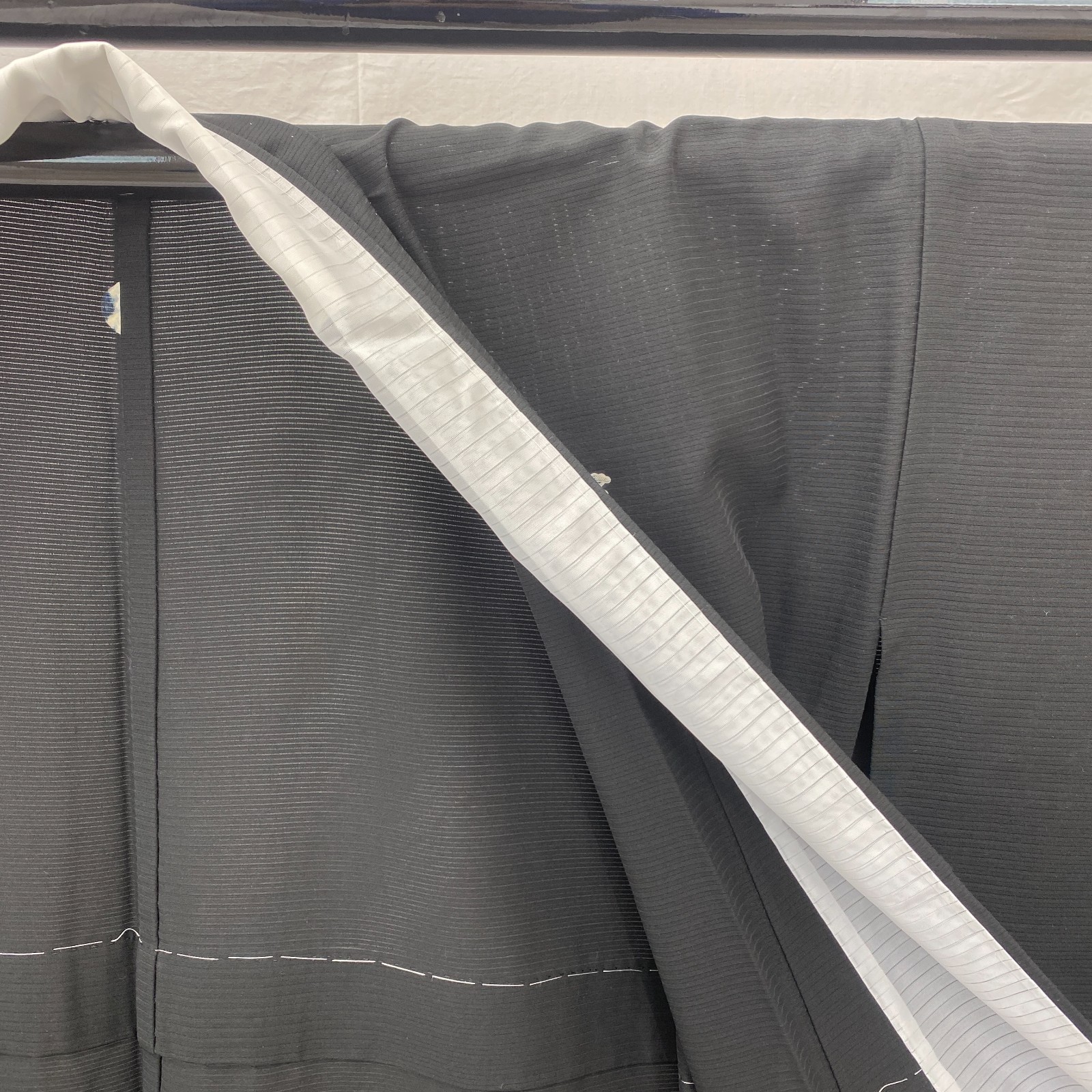 Japanese Vintage Kimono Silk Black Tomesode No Lining Family crest Length 64 in