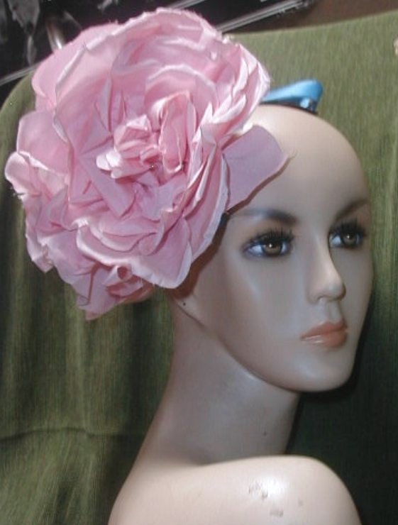 Vintage 1950's Christian DIOR Cocktail Hat w MASSIVE HUGE PINKS ROSES Paris NY