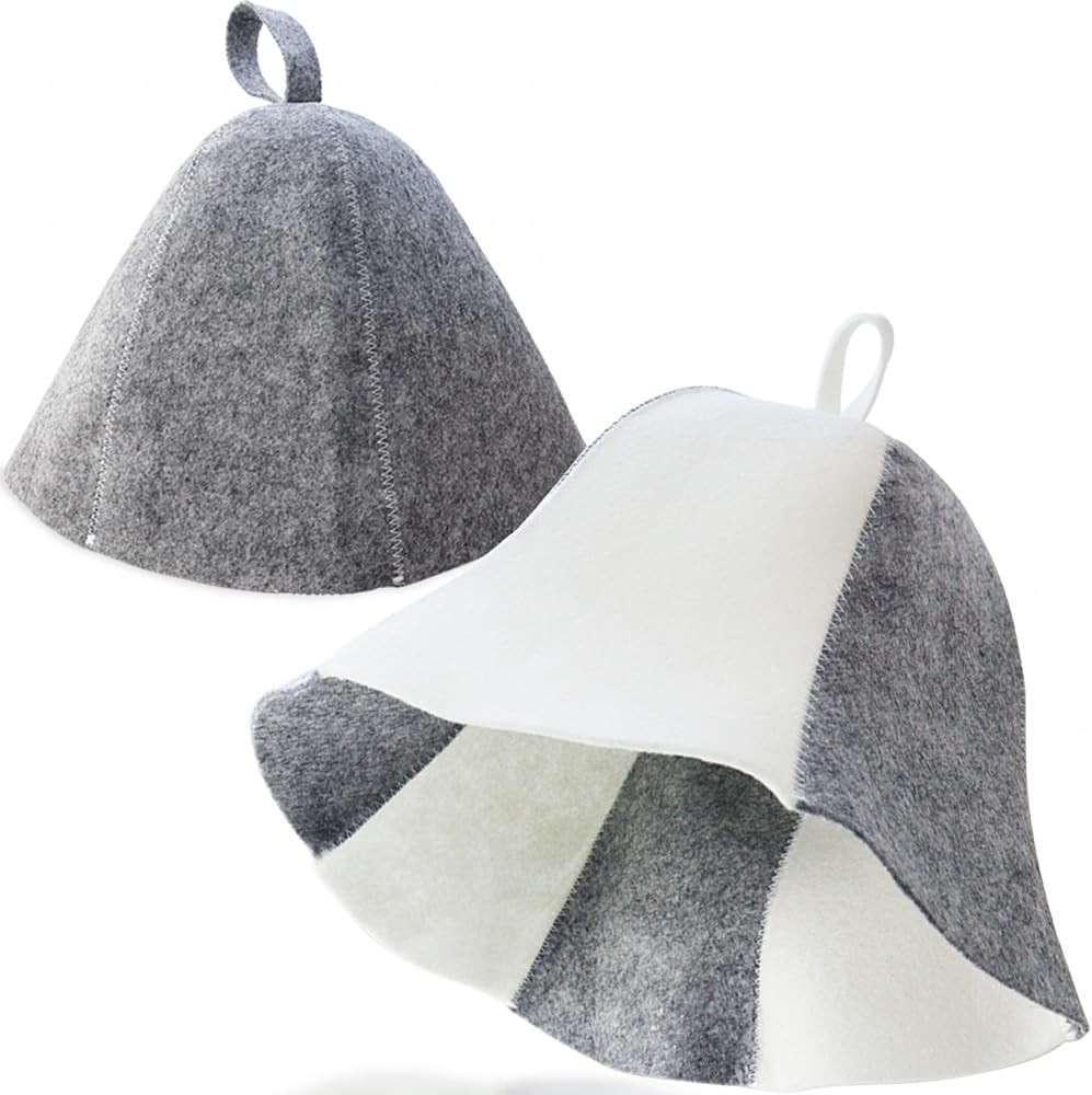 2 Pack Sauna Hat Polished Wool Hat for Sauna Wool Cap for Sauna Banya Bath House