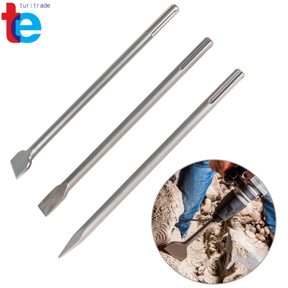 3 Pack 16" SDS Max Bits Set Long-Point Chisel, Scaling Chisel Flat Chisel