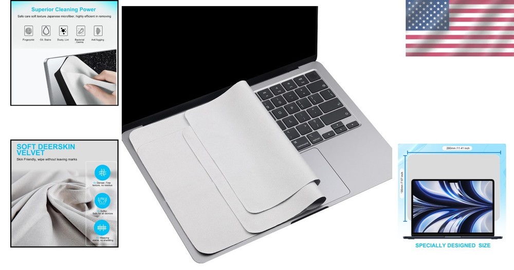 2 Pack Microfiber Liner Cloths for MacBook - Safe Screen & Keyboard Care