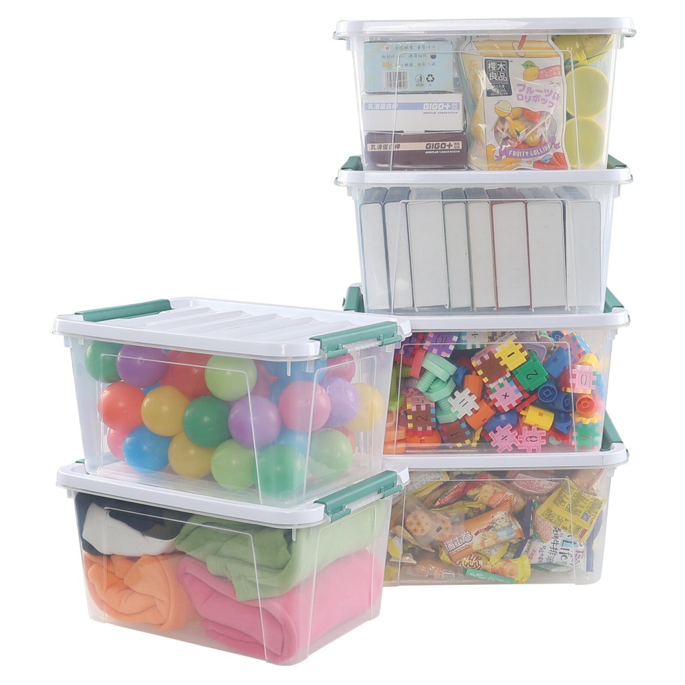Idotry 4/6Pcaks Stackable Latching Box Plastic Storage Containers Tote, 20 Quart