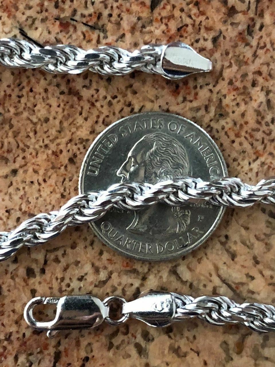 Men's Women's Real Solid 925 Sterling Silver Rope Chain 1.5-5mm 16"-30" ITALY