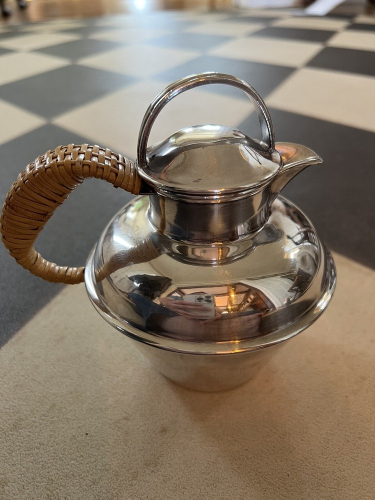 Antique Sheffield Guernsey Jug with Wicker/Cane Handle