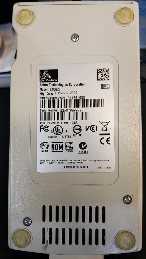 Zebra Thermal Label Printer LP2824 Cleaned, Tested