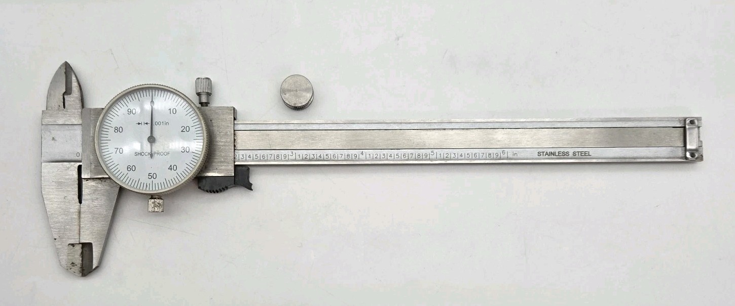 Shockproof Dial Caliper Stainless Steel 0-6" Range 0.001" Accuracy & Case
