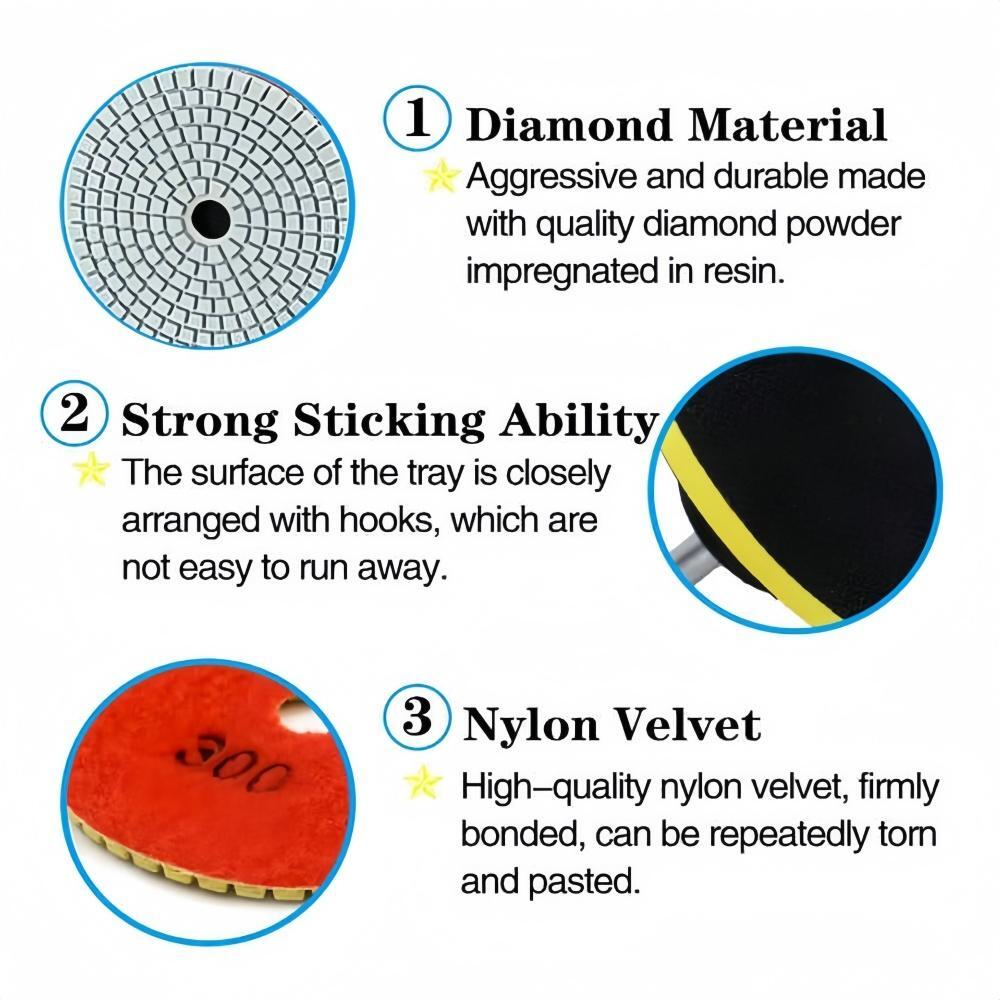 16pcs 4inch100mm Diamond Polishing Pad Wet/Dry for Granite Stone Concrete Marble