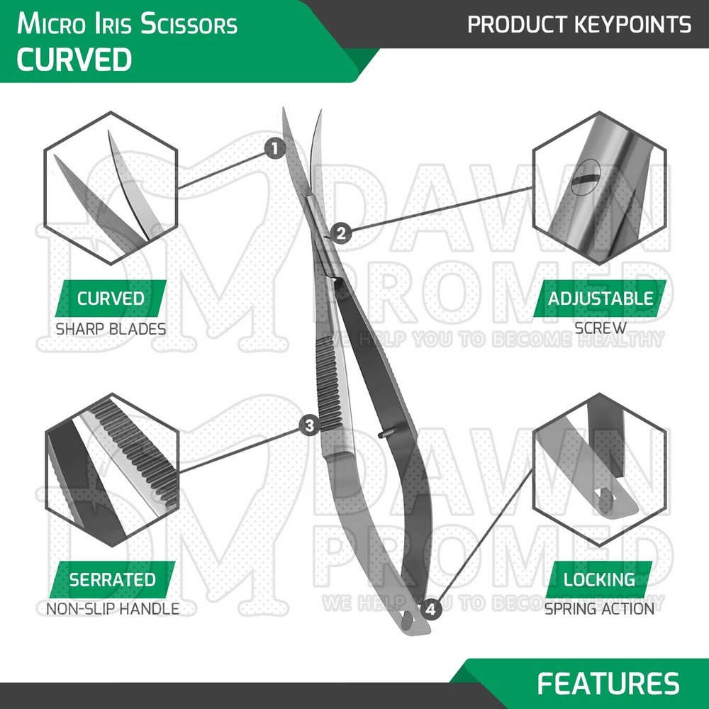 3 Pcs Micro Iris Scissors 4.5" STR, CVD & ANG Ophthalmic & Lab Instruments Set