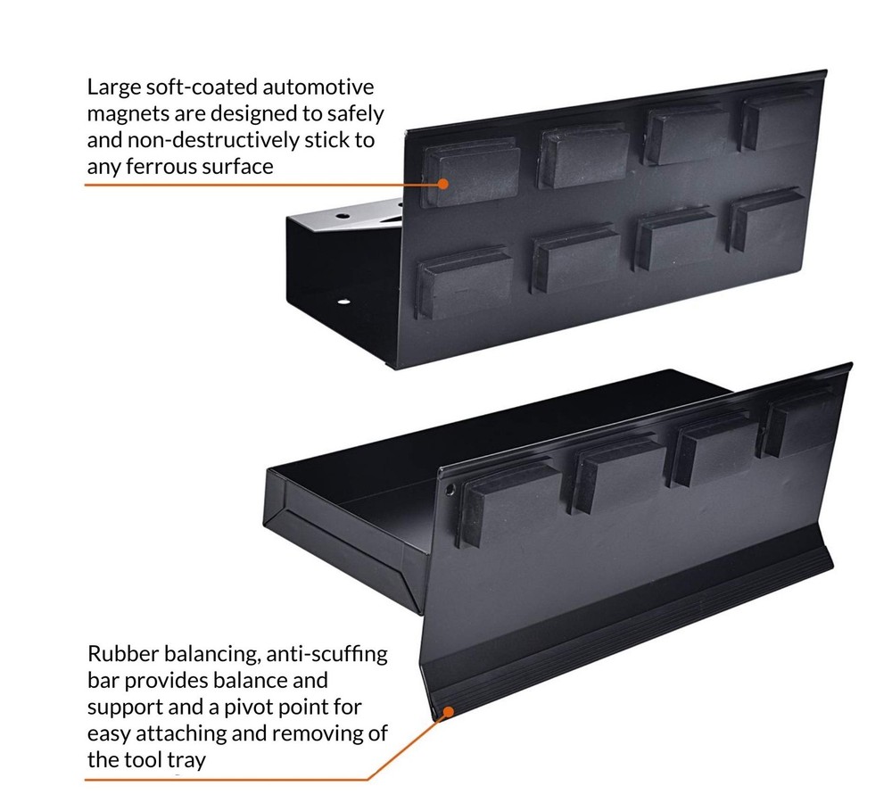 4pc Magnetic Toolbox Tray Set Black Cabinet Side Shelf Storage Van Workshop