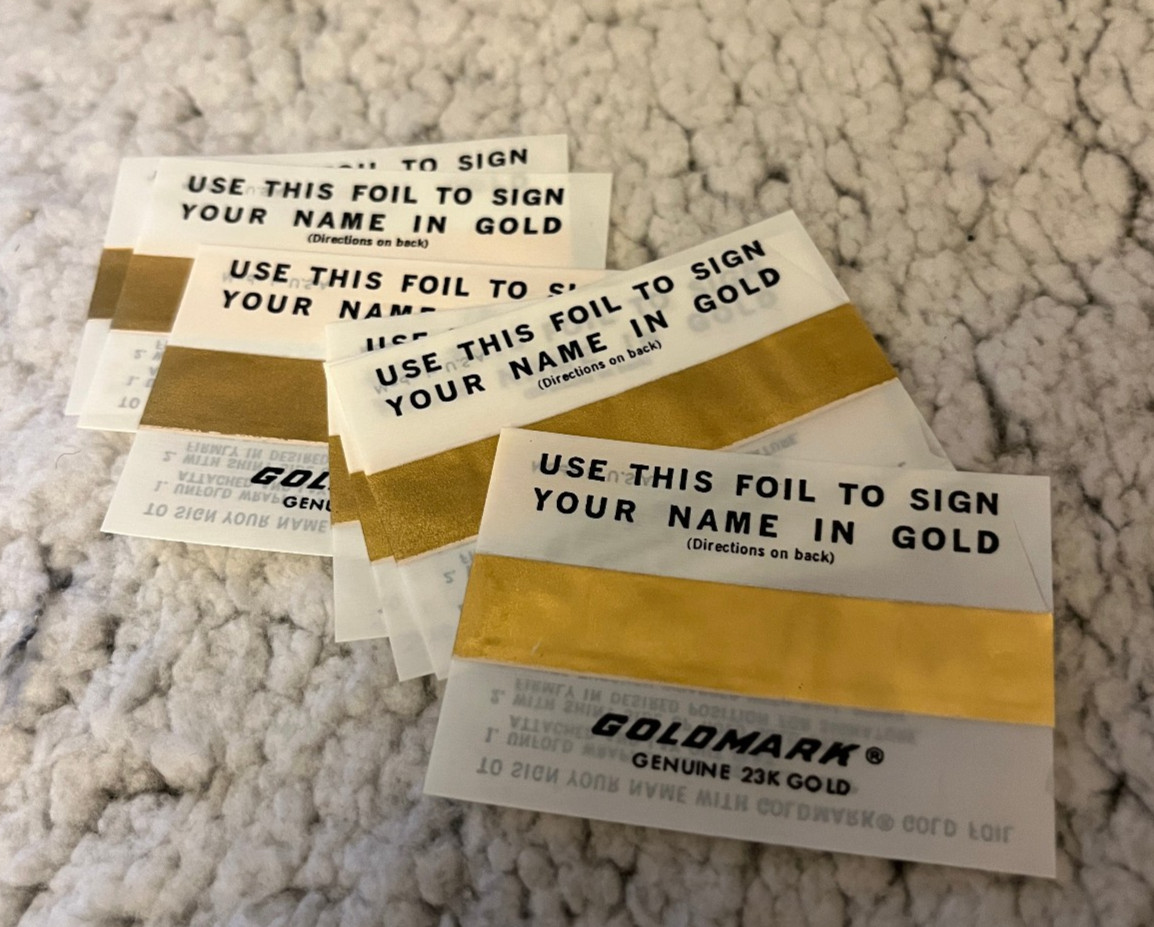 Lot of 7 Genuine 23k Gold GoldMark Foil Strips Sign Your Name in Gold