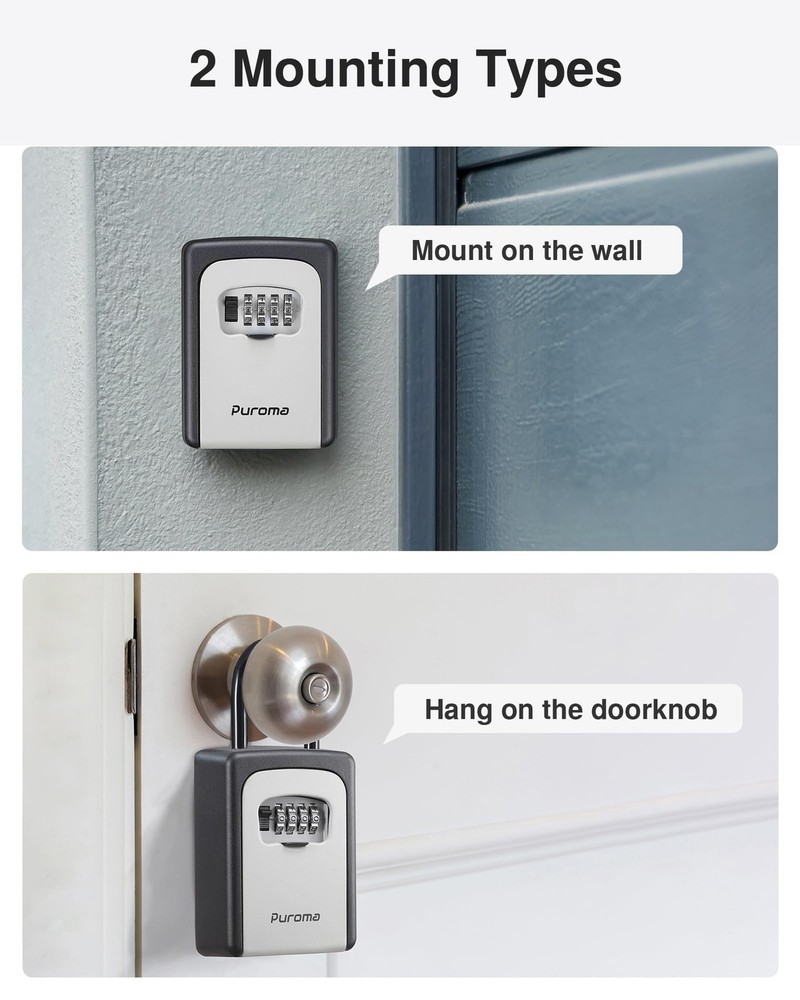 Lock Box, Large Key Lock Box Resettable Combination Code Lockbox, Portable Wa...