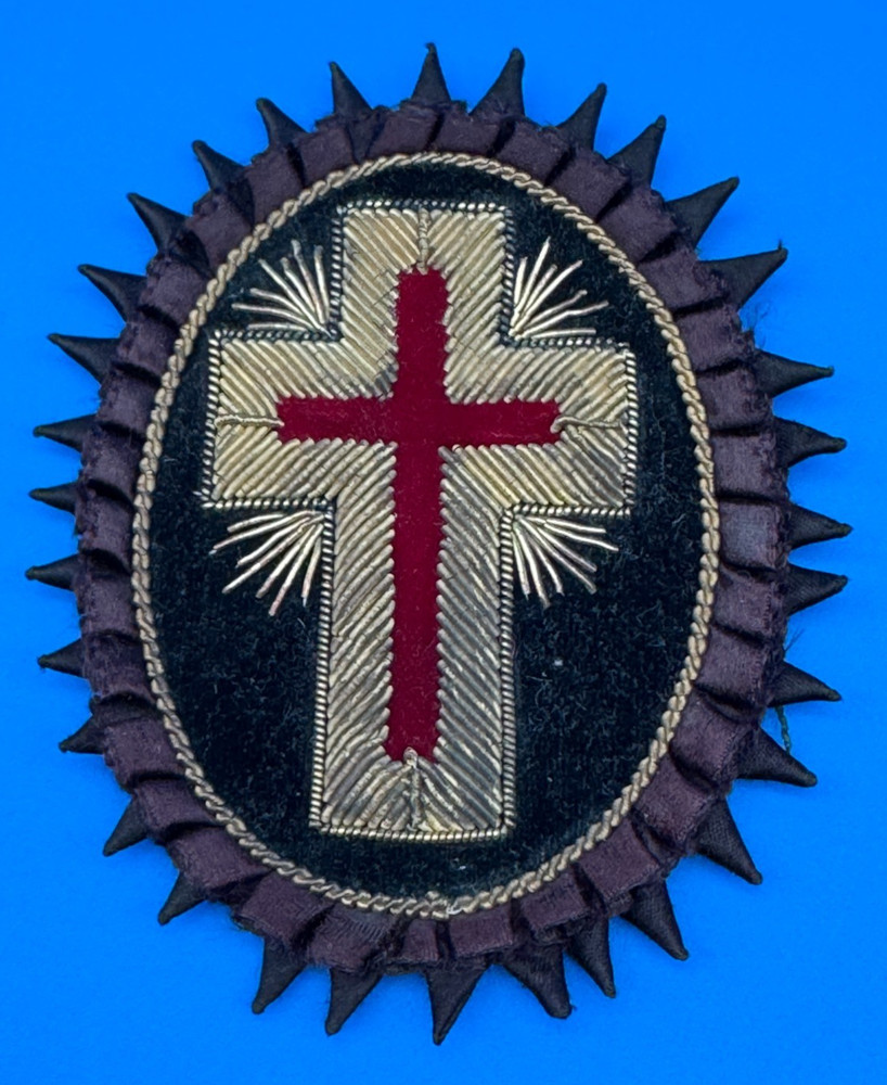Masonic Past Commander Chapeau Patch Knight Templar Rosette with Rays Antique