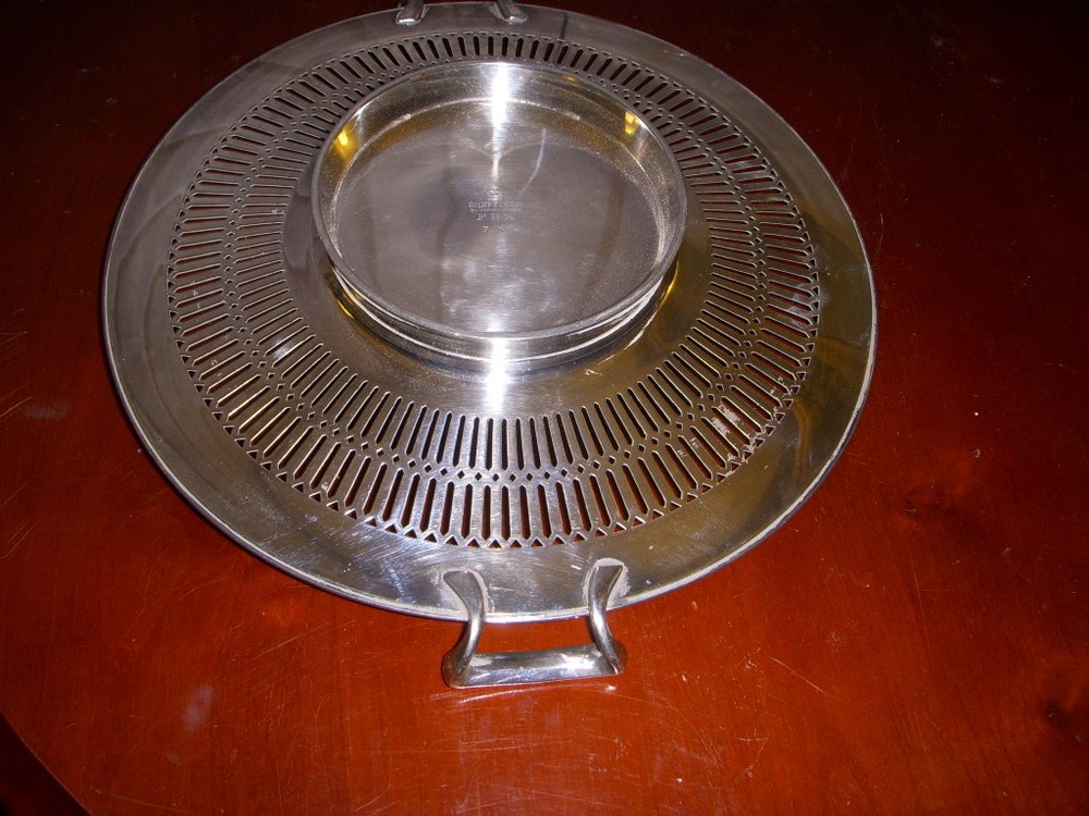SHEFFIELD silverplate handled CAKE PLATE ...PIERCED DESIGN
