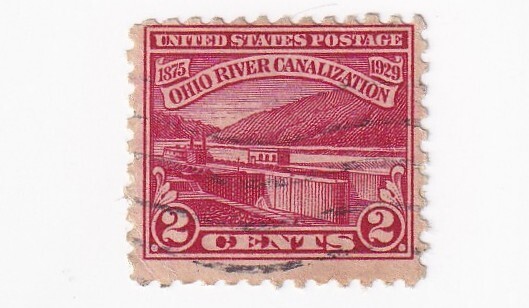 STAMP US SCOTT 681 "Lock on Monongahela River" 2 CENT 1922 USED - B