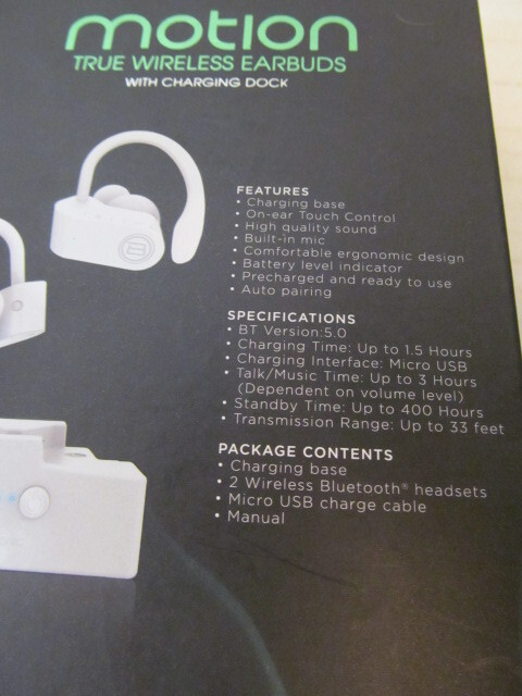 Biconic Motion True Wireless Earbuds with Charging Dock, White