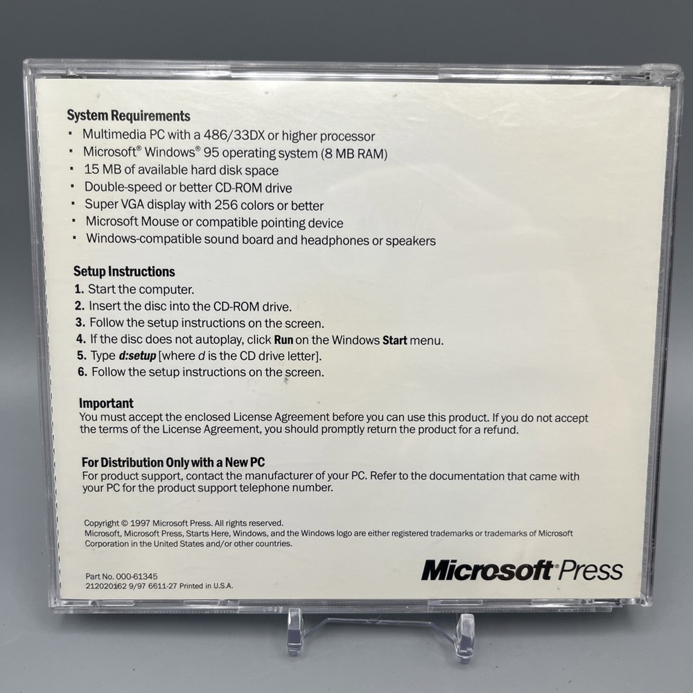 Microsoft Windows 95 USB Support CD-ROM + Product ID / Install Key