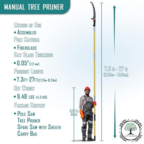 Pole Saws for Tree Trimming, 7.3-27 ft Extendable Tree Trimmers Long Handle