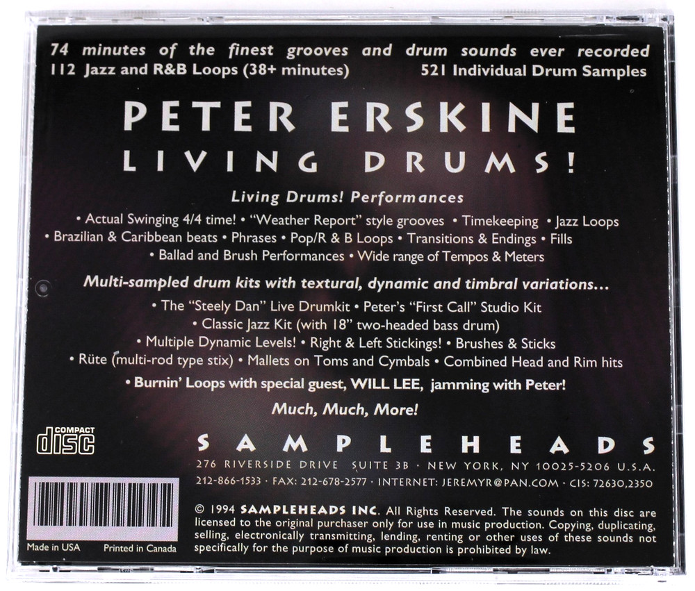 Sampleheads Peter Erskine Living Drums Sample/Sound Library/Sampling CD