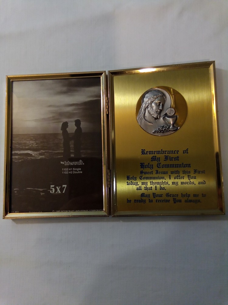 Intercraft First Communion 5x7 Picture Frame Hinged With Jesus Depiction