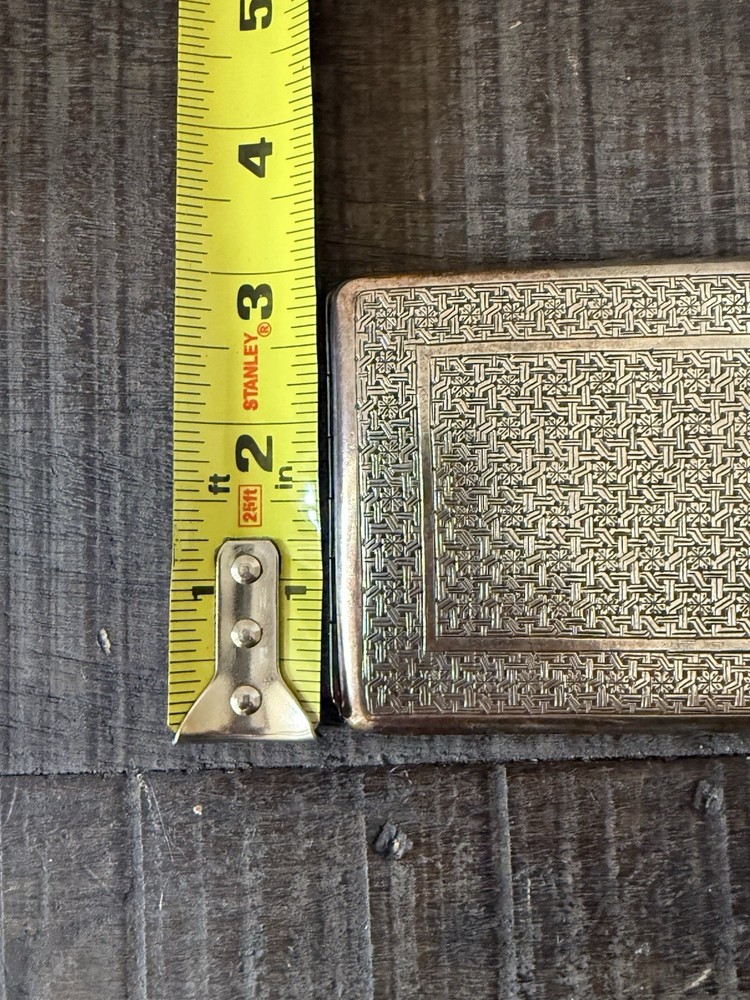 Antique Silver Decorated Case Geometrical Design Cigarette Box