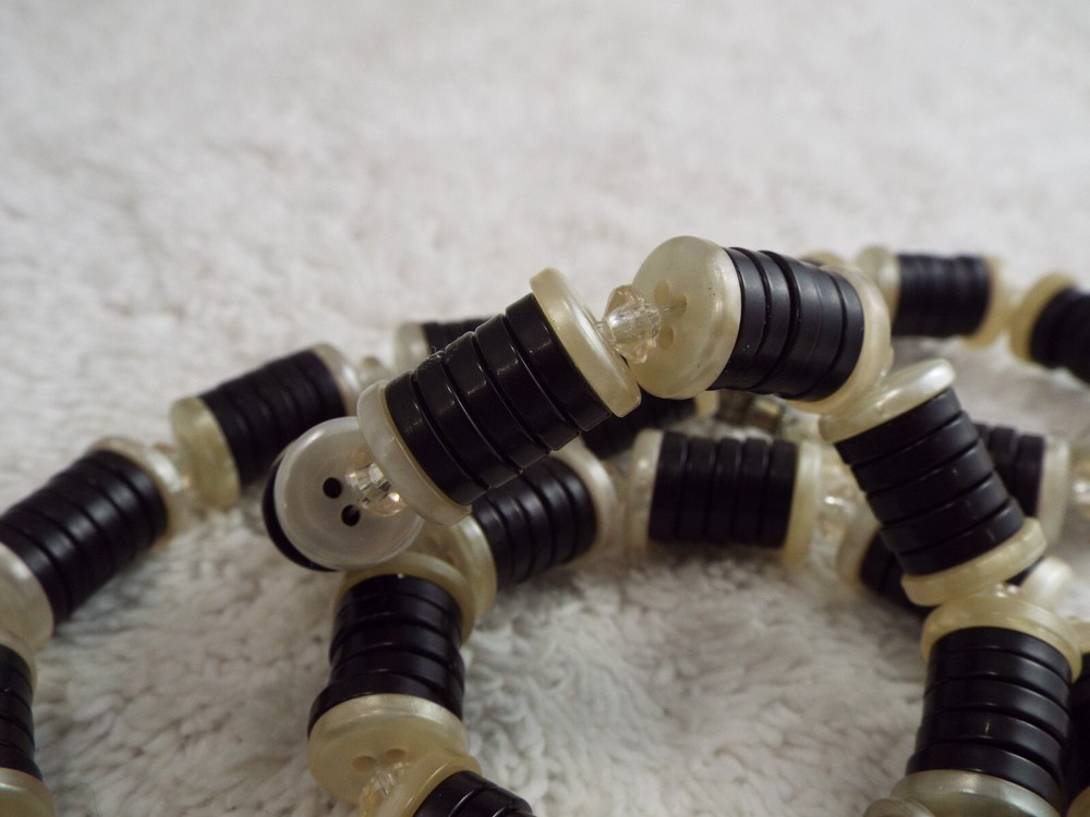 Brown Button Stacked Thread Spool Bead Necklace (F4)